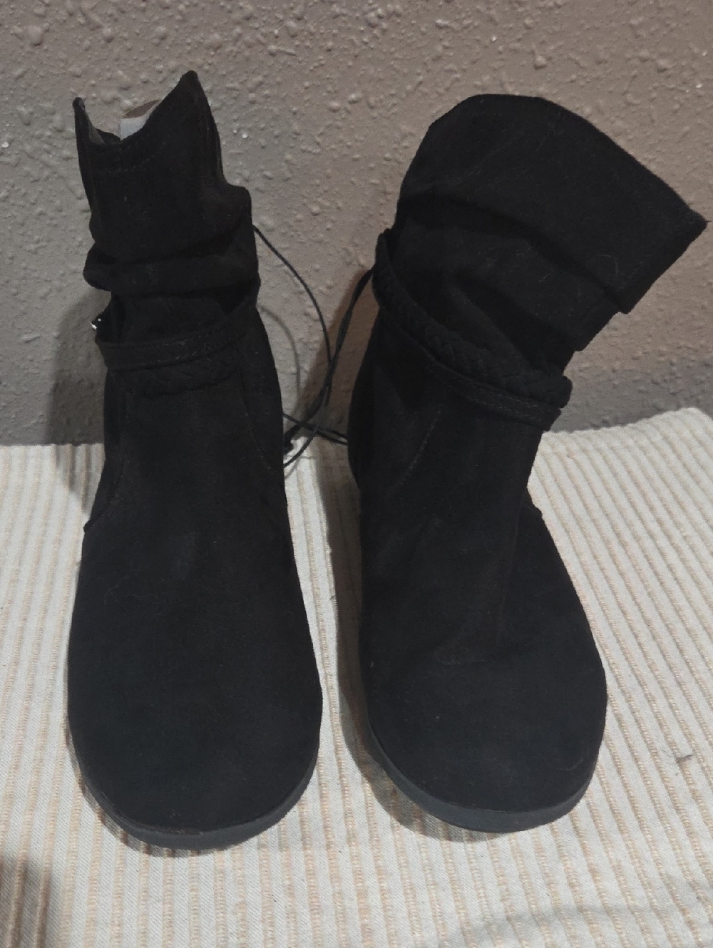 St. John's Bay Black Suede Ruched Ankle Booties